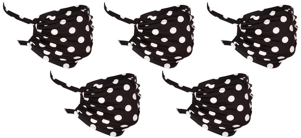 9768 Washable Fashion Face Mask, Black/White Dot, One Size fits All